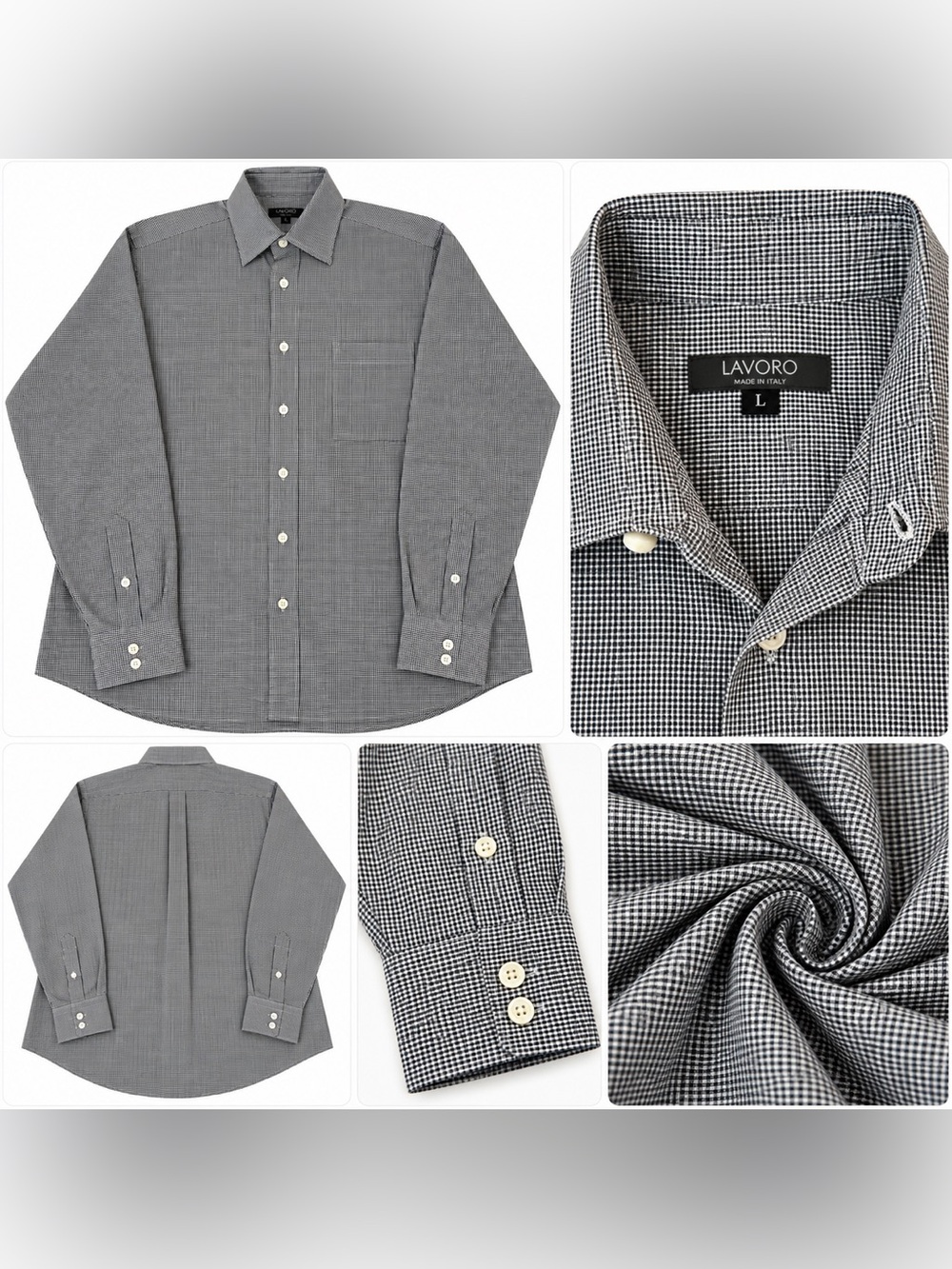 Men's Gray Micro-Check Dress Shirt